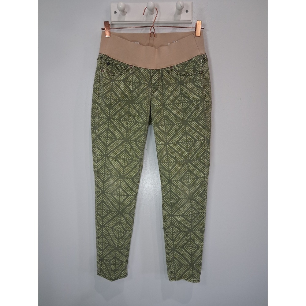 Gap Maternity 1969 Green Geometric Diamond Print Legging Jeans Size 28/6